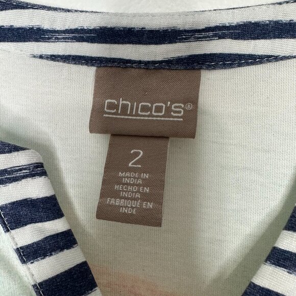 Chicos Tunic Top Size L Harbor Watercolor - Picture 3 of 12